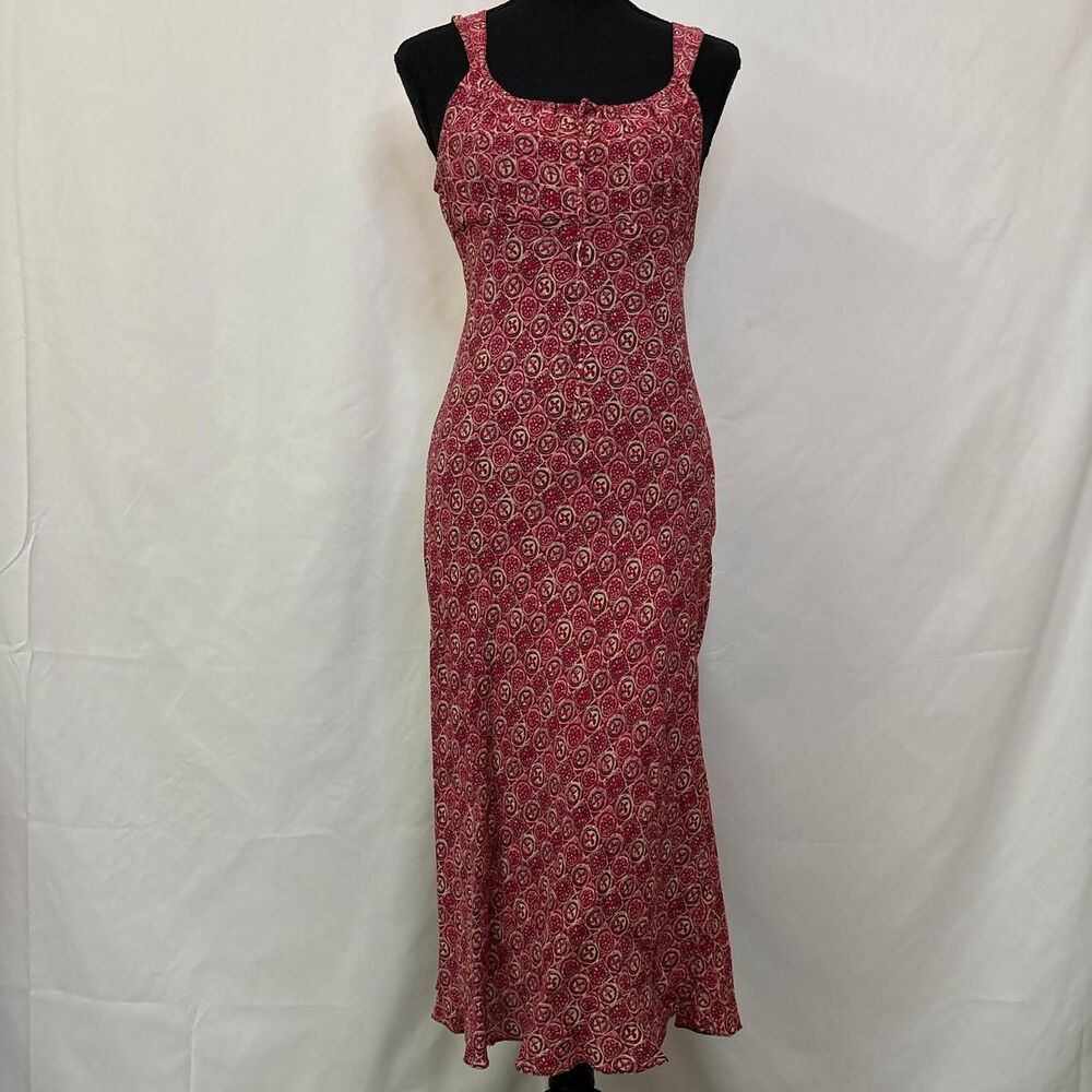Red and cream maxi dress